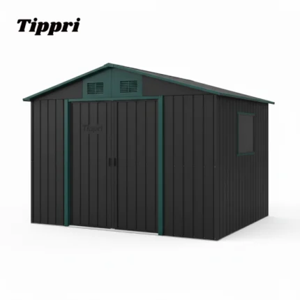 Tippri Metal Outdoor Storage Shed (Two-Tone Gable)